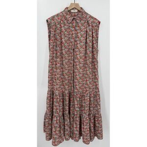 Natural Life Dress Womens XS/S Pink Red Floral Maxi Boho Long Colorful Ruffle